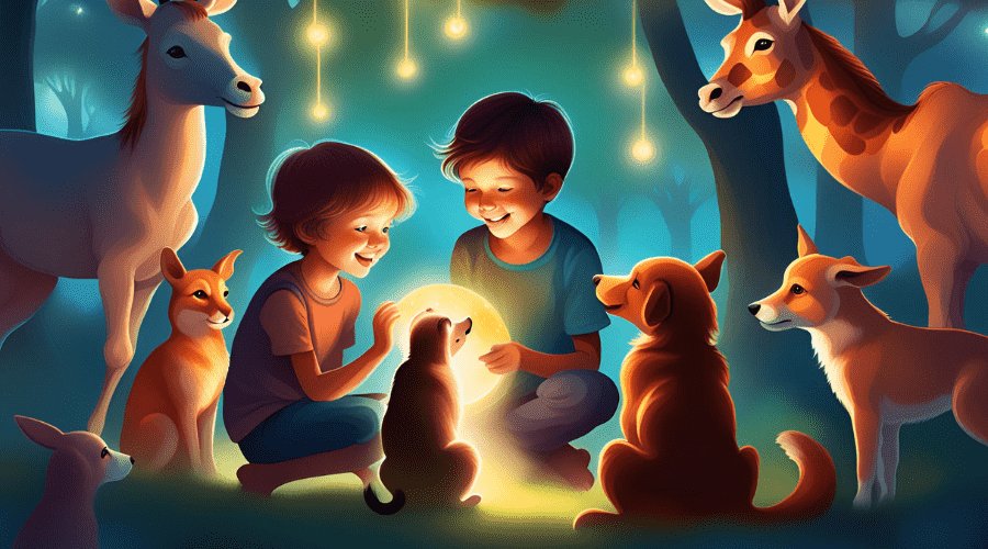 kids are playing with animals
